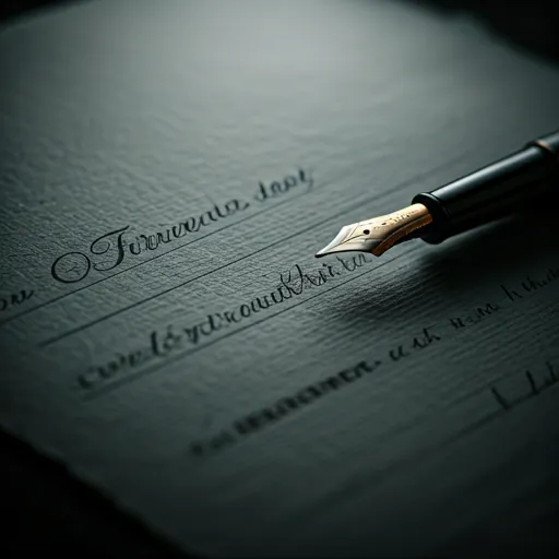 Macro shot of fountain pen on archival paper — symbolising precision of legal translation.